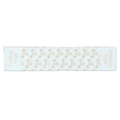 Goldene Schneeflocke auf Frosty Blue Christmas Pat Kurzer Tischläufer (Horizontal)