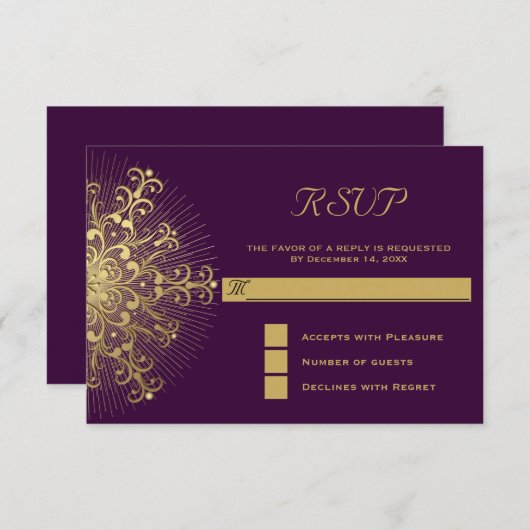 Goldene Schneeflocke auf lila UAWG RSVP Karte (Vorne/Hinten)