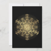 Goldene Schneeflocke auf schwarz-elegante Winterho Einladung (Rückseite)