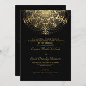 Goldene Schneeflocke auf schwarz-elegante Winterho Einladung (Vorne/Hinten)