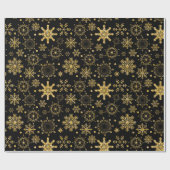 Goldene Schneeflocke auf schwarzem Hintergrund Wei Geschenkpapier (Flach)