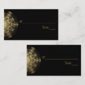 Goldene Schneeflocke auf Schwarzer Winter Hochzeit Platzkarte (Vorne/Hinten)