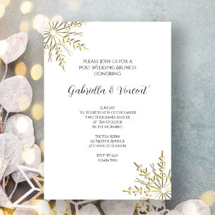 Goldene Schneeflocke auf weißem Winter-Post-Weddin Einladung
