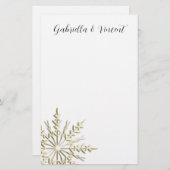 Goldene Schneeflocke bei der Winterhochzeit Briefpapier (Vorne/Hinten)