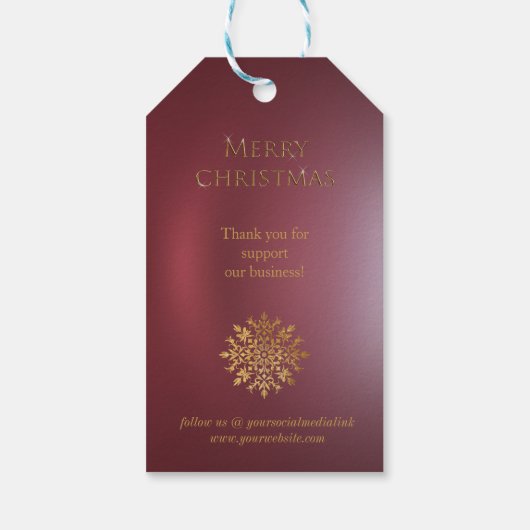 Goldene Schneeflocke, Company Red, Gold Weihnachte Geschenkanhänger (Rückseite)