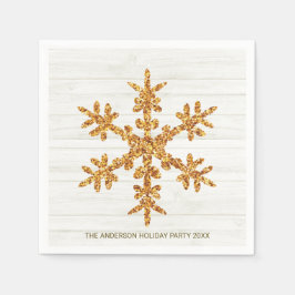 Goldene Schneeflocke Elegante Chic Holiday Party Serviette