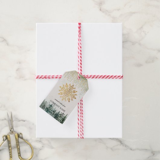 Goldene Schneeflocke, Firma Gold Weihnachten Geschenkanhänger (Mit Garn)