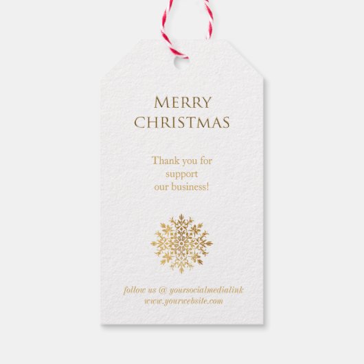 Goldene Schneeflocke, Firma Gold Weihnachten Geschenkanhänger (Rückseite)