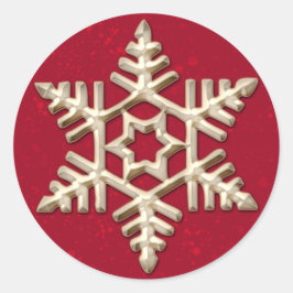 Goldene Schneeflocke für Roten Urlaub Runder Aufkleber