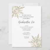 Goldene Schneeflocke im Brautparty "Weißer Winter" Einladung (Vorderseite)