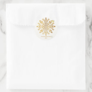 Goldene Schneeflocke - Niedlicher Familienname Runder Aufkleber