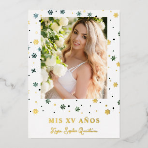 Goldene Schneeflocke Quinceañera Spanische Whimsic Folieneinladung