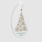 Goldene Schneeflocke Tree Weihnachten Ornament (Vorderseite)