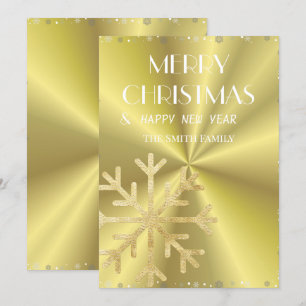 Goldene Schneeflocke und goldener eleganter Hinter Feiertagskarte