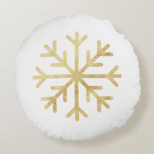 Goldene Schneeflocke Weihnachten Saison Elegant Rundes Kissen