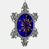 Goldene Schneeflocke zu Blauen Weihnachten Schneeflocken Zinn-Ornament (Links)