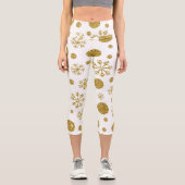 Goldene Schneeflocken 1 Capri Leggings (Vorderseite)