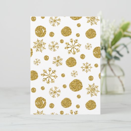 Goldene Schneeflocken 1 Dankeskarte (Stehend Vorderseite)