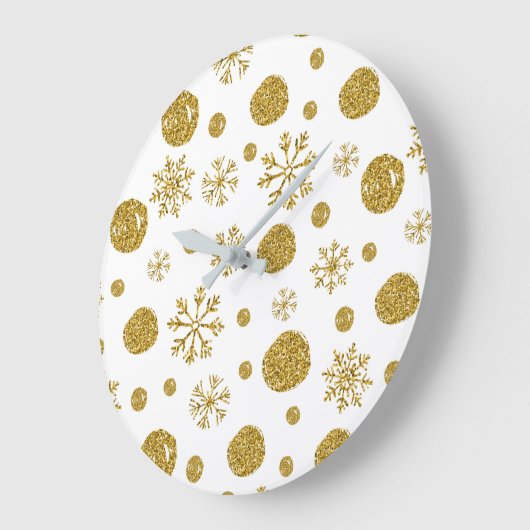 Goldene Schneeflocken 1 Große Wanduhr (Winkel)