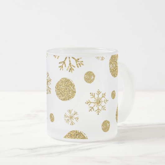 Goldene Schneeflocken 1 Mattglastasse (VorderseiteRechts)