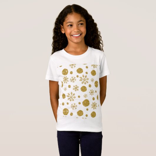 Goldene Schneeflocken 1 T-Shirt (Vorne ganz)