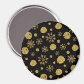 Goldene Schneeflocken 2 Magnet (Vorderseite/Rückseite)
