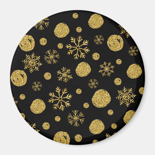 Goldene Schneeflocken 2 Magnet (Vorne)