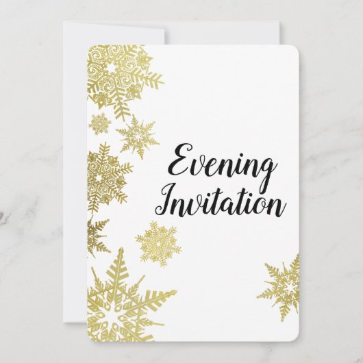 Goldene Schneeflocken Abend Einladung (Vorderseite)