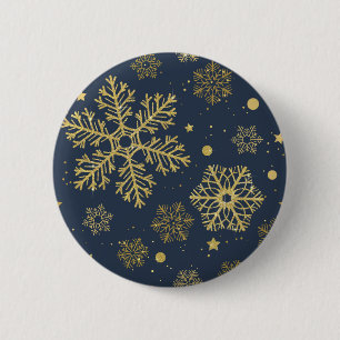 Goldene Schneeflocken auf der Marine Button