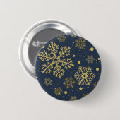 Goldene Schneeflocken auf der Marine Button (Vorne & Hinten)