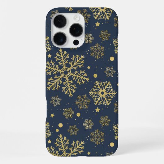 Goldene Schneeflocken auf der Marine iPhone Hülle (Rückseite)