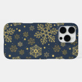 Goldene Schneeflocken auf der Marine iPhone Hülle (Rückseite (Horizontal))