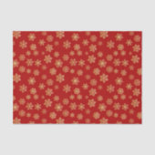 Goldene Schneeflocken auf rotem Hintergrund Seidenpapier (Vorderseite)