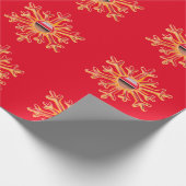 Goldene Schneeflocken auf rotem Papier Geschenkpapier (Ecke)