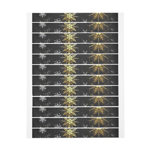 Goldene Schneeflocken auf schwarzem Hintergrund (Bogen)