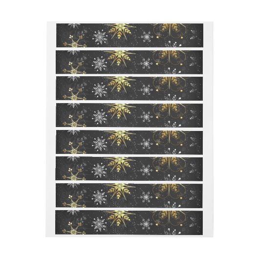 Goldene Schneeflocken auf schwarzem Hintergrund (Bogen)