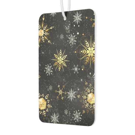 Goldene Schneeflocken auf schwarzem Hintergrund Autolufterfrischer (Links)