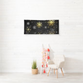 Goldene Schneeflocken auf schwarzem Hintergrund Banner (Insitu)