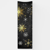 Goldene Schneeflocken auf schwarzem Hintergrund Banner (Vertikal)