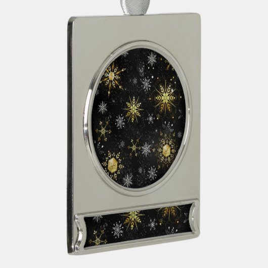 Goldene Schneeflocken auf schwarzem Hintergrund Banner-Ornament Silber (Rechts)