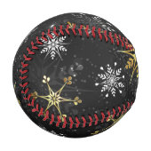 Goldene Schneeflocken auf schwarzem Hintergrund Baseball (Vorderseite Links)