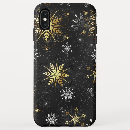 Goldene Schneeflocken auf schwarzem Hintergrund Case-Mate iPhone Hülle (Rückseite)