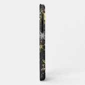 Goldene Schneeflocken auf schwarzem Hintergrund Case-Mate iPhone Hülle (Hinten/Links)