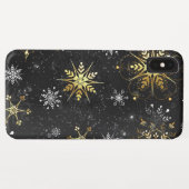 Goldene Schneeflocken auf schwarzem Hintergrund Case-Mate iPhone Hülle (Rückseite (Horizontal))