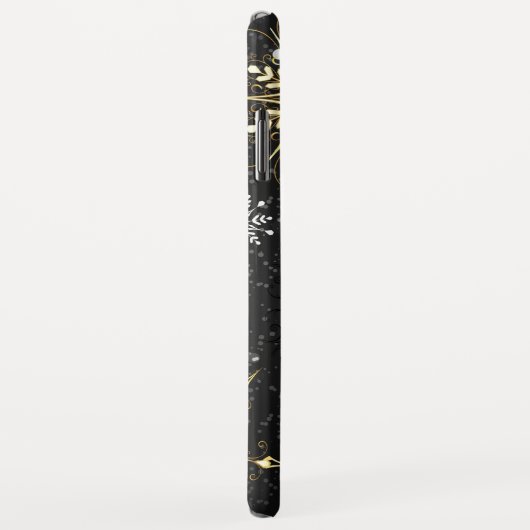 Goldene Schneeflocken auf schwarzem Hintergrund Case-Mate iPhone Hülle (Hinten/Rechts)