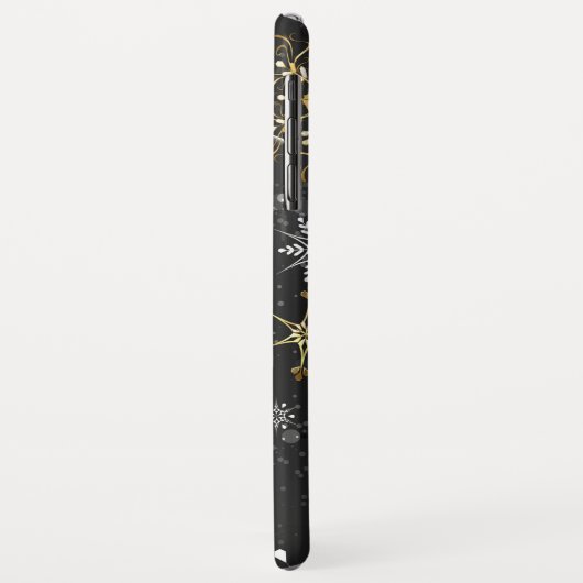 Goldene Schneeflocken auf schwarzem Hintergrund Case-Mate iPhone Hülle (Hinten/Links)