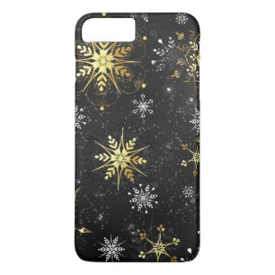 Goldene Schneeflocken auf schwarzem Hintergrund Case-Mate iPhone Hülle