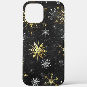 Goldene Schneeflocken auf schwarzem Hintergrund Case-Mate iPhone Hülle