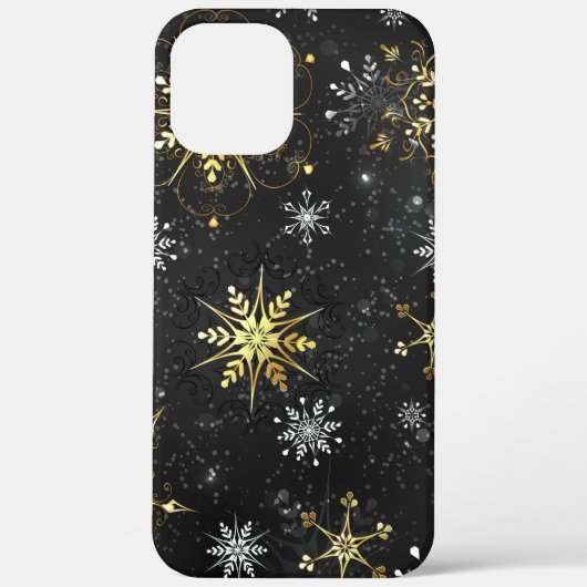 Goldene Schneeflocken auf schwarzem Hintergrund Case-Mate iPhone Hülle (Rückseite)