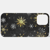 Goldene Schneeflocken auf schwarzem Hintergrund Case-Mate iPhone Hülle (Hinten (horizontal))